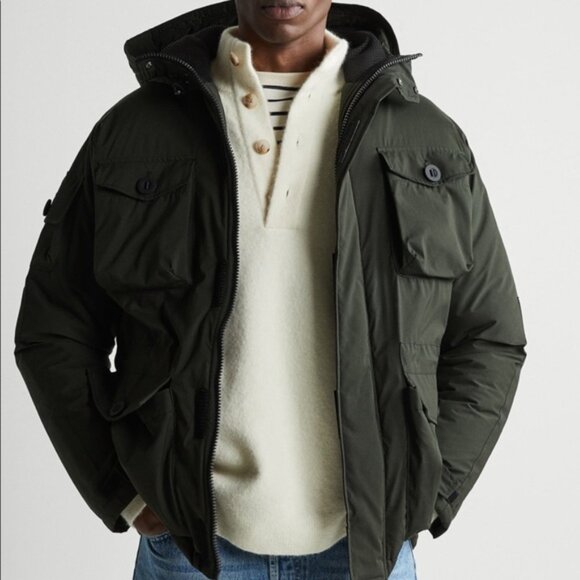 Zara Dark Green Puffer Parka Jacket - Picture 1 of 11